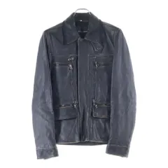 DOLCE & GABBANA (ドルチェアンドガッバーナ) ヴィンテージ加工 中綿ジップアップレザージャケット ブラック G9G09L FULPJ