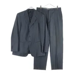 EMPORIO ARMANI (エンポリオアルマーニ) セットアップスーツ ストライプ総柄 シルク混 ウール 3B テーラードジャケット ノータック スラックスパンツ グレー