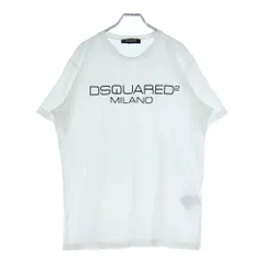 DSQUARED2 (ディースクエアード) フロント ミラノロゴ プリント クルーネック 半袖Tシャツ カットソー ホワイト S74GD0644 S22844