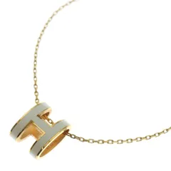 HERMES (エルメス) ポップアッシュ ネックレス ペンダント チェーン ホワイト×ゴールド エナメル×GP