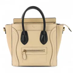 良品 CELINE セリーヌ ラゲージ ナノショッパー 2way トートバッグ ショルダーバッグ バイカラー ベージュ ブラック  レディース 古着 中古 USED