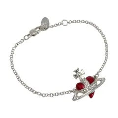 ☆☆Vivienne Westwood ヴィヴィアン・ウエストウッド DIAMANTE HEART ブレスレット シルバー×レッド メタル ハート