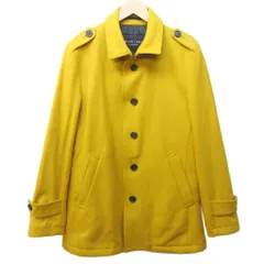 バーバリーブラックレーベル BURBERRY BLACK LABEL メルトンコート 中綿ジャケット ウール 裏地 キルティング L 黄色 イエロー 系 0105