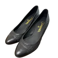 未使用 CHANEL シャネル レザー ココマーク アーモンドトゥ パンプス 38 25cm ブラック レディース 古着 中古 USED