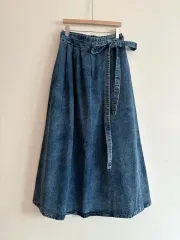 デニム ウエスト リボン フレア スカート