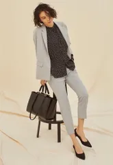 977t*美品 プラステ PLST ポリレーヨン テーラードジャケット ポリレーヨン スティックパンツ セットアップ M ライトグレー