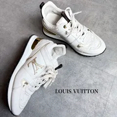LOUIS VUITTON ルイヴィトン ランアウェイライン モノグラム レザー インヒール ロゴ スニーカー LV レディースシューズ 白 ホワイト ゴールド 38 25cm VL0282