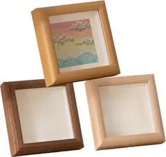 Akaaka 木製フォトフレーム チェキサイズ対応 ましかくスタンド 写真立て 正方形 (ウッド、ナチュラル、ブラウン、３色セット,  正方形)
