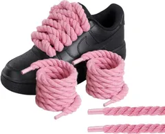 Sunny Glow ロープ 靴紐 カスタム用 シューレース 8mmx120cm 太い靴紐 エアフォース 靴ひも 大人かわいい 2本入り (ピンク)
