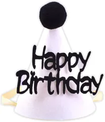 Sunny Glow ハッピーバースデー 誕生日 飾り付け 赤ちゃん 帽子 パーティー ハット 装飾 シンプル ナチュラル 撮影 小物 アイテム (ホワイトブラック,  12x17cm)