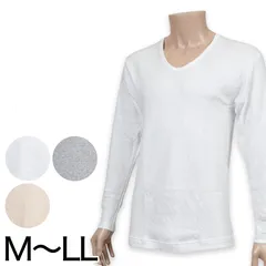 メンズ 綿混 キルト 長袖U首シャツ インナー M～LL (紳士 男性 肌着 防寒 長袖 インナーウェアー キルトインナー キルトシャツ ロンT 長袖シャツ M L LL)