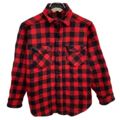 80s L.L.Bean 長袖 ネルシャツ S～ レッド×ブラック エルエルビーン ボタン フランネルシャツ バッファローチェック 秋冬物 a801-5517