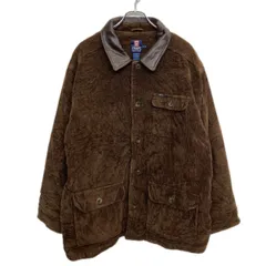 90s CHAPS RALPH LAUREN コーデュロイジャケット XL ブラウン チャップス ラルフローレン 襟レザー ビッグサイズ アウター 冬物 a801-5540