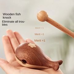Whale, Wooden Fish, Cute Portable Office Meditation Percussion Instrument, Hardwood Jewelry