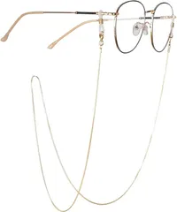 AREUM メガネチェーン シンプル ロングチェーン マスク 男女兼用 ストラップ 眼鏡 アクセサリー おしゃれ チェーンアクセ (ゴールド)