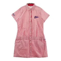 サイズ：LL FILA GOLF フィラゴルフ  半袖 ポロワンピース ストライプ柄 レッド系 [240101576589] ゴルフウェア レディース ストスト