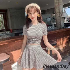 【新品?未使用】 ファッション体型カバー 水着 レディース Tシャツ 水着 中学生 高校生 10代 スポーティー 体型カバー 2点セット 学生 少女