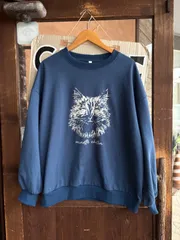 トレーナー ブルー ナチュラル 猫 ねこ スウェット アニマル