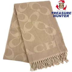 COACH シグネチャー オーバーサイズドマフラー CB684 ベージュ 97%ウール 3%カシミヤ コーチ 【102061997006】