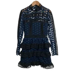 美品 Self-Portrait セルフポートレート スターレースワンピース サイズUK6 ネイビー レディース 古着 中古 USED