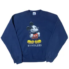 ヴィンテージ ディズニー Disney ネイビーブルー プリント ミッキーマウス キャラクター プリント グラフィック クルーネック トレーナー 2XL オーバーサイズ スウェット レディース ユニセックス メンズ 古着 長袖