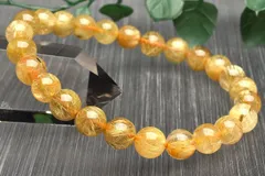 【１点物】濃密内包 ゴールドルチルクォーツ　7.5mm　ブレスレット パワーストーン 天然石 _U8609