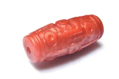 【１点物】マットな質感 南紅瑪瑙(ナンホーン)水晶共生　32x14mm　九眼天珠(貫通穴) ビーズ パワーストーン 天然石 _PC8655