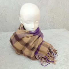 URBAN RESEARCH DOORS アーバンリサーチドアーズ ストール マフラー ウール チェック柄 大判 ベージュ パープル ブラウン ◎、◇〇☆