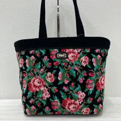 8159　FEILER　フェイラー　トートバッグ　 リアローズ　花柄　ブラック系　黒　 シュニール織り　レディース