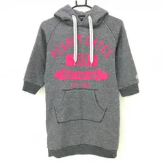 パーリーゲイツ 五分袖ワンピース 杢ネイビー×ピンク フロッキーロゴ 裏起毛 レディース 0(S) ゴルフウェア PEARLY GATES