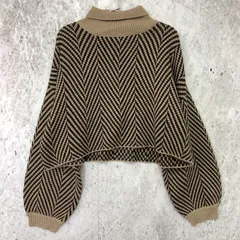 frunco フランコ ヘリンボーン柄 ショート丈 ハイネック ニット ブラウン系 Fサイズ ◇〇のサムネイル