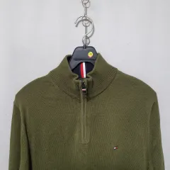 K205 トミーヒルフィガー メンズ ハーフジップ ニットTシャツ S