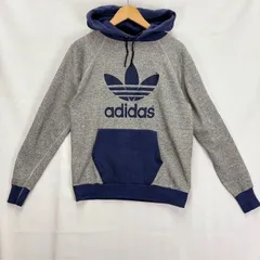 80年代 MADE IN USA ADIDAS BIG トレフォイル プリント スウェット パーカー サイズⅬ 難あり 08011304 01