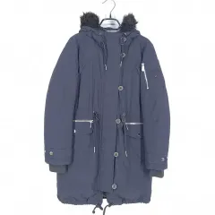 Tommy Hilfiger トミーヒルフィガー レディース フードファー グースダウン マウンテンダウンジャケット ネイビー XS (HU42379)
