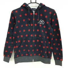 パーリーゲイツ ジップパーカー ネイビー×レッド 星柄 ブルゾン 裏微起毛 レディース 0(S) ゴルフウェア PEARLY GATES