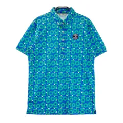 サイズ：M AND PER SE アンパスィ  ボタンダウン 半袖ポロシャツ 総柄 ブルー系 [240101593118] ゴルフウェア メンズ ストスト