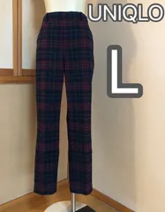 Lサイズ　UNIQLO ユニクロ　スマートアンクルパンツ　チェック柄　Lサイズ　ネイビー✖️レッド系