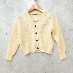 yuue' ユーイ ケーブル編み ボリューム ニット カーディガン Vネック ベージュ Fサイズ ◎、◇〇☆