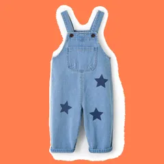 ゆったり 男の子 女の子 可愛い オールインワン 子供 おしゃれ オーバーオール ベビー 韓国 キッズ サロペット 90-120cm デニム [Miipat]