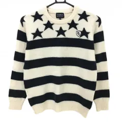 パーリーゲイツ セーター 白×ネイビー ボーダー 上星柄 ウール混 ニット  レディース 1(M) ゴルフウェア PEARLY GATES