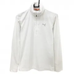 プーマ 長袖タートルネックシャツ 白 ネックボア ハーフジップ 裏微起毛  レディース L ゴルフウェア PUMA