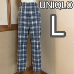 Ｌサイズ　UNIQLO ユニクロ　レディース　スマートアンクルパンツ　ライトグレー✖️アイボリー　チェック柄　Lサイズ　中古