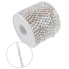 サムコス ダイヤストーンチェーン クリスタルチェーン 1セット クリスタル 基礎パーツ デコレーション アクセサリー DIY 手芸 手作り用品 衣類 帽子 シルバー 10M 2mm (グラデーション色)