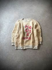 【一点物】YEAH RIGHT!! イェーライト パッチワーク ニットセーター ケーブル編み アイボリー系 状態良好