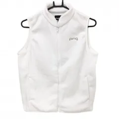 【美品】ピン アウターベスト 白 フリース地 ロゴグレー  レディース M ゴルフウェア PING