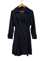 Z1726 QUEENS COURT クイーンズコート　トレンチコート　ベルト付き　レディース　ブラック　黒　サイズ6