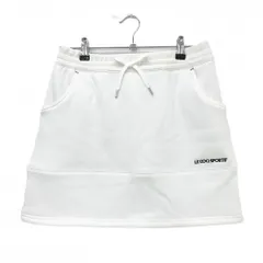 【美品】ルコックゴルフ スカート 白×ネイビー ウエストゴム 裏起毛 ロゴ刺しゅう レディース L ゴルフウェア le coq sportifのサムネイル