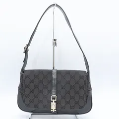 グッチ GUCCI ブラック GG柄 キャンバスレザー ワンショルダーバッグ 001.3824.002058 レディース【yy】【中古】4000001801103629