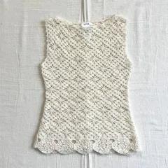 archive　アーカイブ古着　SPB　モヘア60％　クロシェ　鍵編みニットベスト　プルオーバー　花柄　アイボリー系ワントーンカラー　2サイズ　Y2K　C-GIRL　カジュアル　flower design crochet knit pullover vest