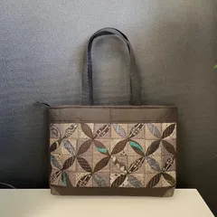 ハンドメイド　着物リメイク　パッチワークトートバッグ　81 大島紬